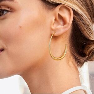 Anthropologie Goldie Classic 18k Gold Plated Glossy Water Drop Hoop Earrings